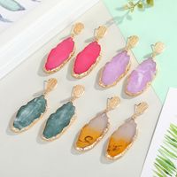 4-color New Jewelry Long Imitation Agate Piece Earrings Exaggerated Long Earrings Halo Dyed Resin Earrings Wholesale Nihaojewelry main image 3