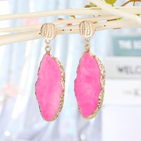 4-color New Jewelry Long Imitation Agate Piece Earrings Exaggerated Long Earrings Halo Dyed Resin Earrings Wholesale Nihaojewelry main image 4