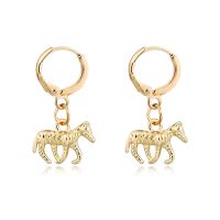 European And American Trendy Unique Jewelry Retro Punk Pony Earrings Antique Silver Three-dimensional Animal Small Ear Ring Ear Clip Cross-border main image 2