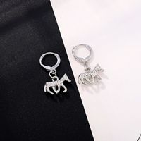 European And American Trendy Unique Jewelry Retro Punk Pony Earrings Antique Silver Three-dimensional Animal Small Ear Ring Ear Clip Cross-border main image 4
