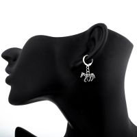 European And American Trendy Unique Jewelry Retro Punk Pony Earrings Antique Silver Three-dimensional Animal Small Ear Ring Ear Clip Cross-border main image 5