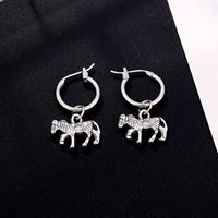 European And American Fashion Animal Hoop Earrings Retro Cute Pony Pendant Earclip Earrings Female  Hot Sale main image 3