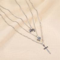 New Necklace Hip-hop Long Three-layer Multi-layer Necklace Punk Wind Cross Cube Pendant Necklace Wholesale Nihaojewelry main image 3