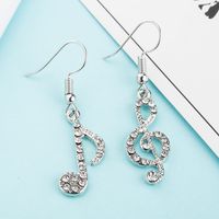 Fashion New  Diamond-shaped Musical Notes Temperament Asymmetric Earrings Ladies Personality Wild Music Symbol Earrings Wholesale Nihaojewelry main image 4