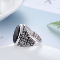 New Ring Retro Full Diamond Black Gemstone Ring Exaggerated Gemstone Ring Round Index Finger Ring Wholesale Niihaojewelry main image 4