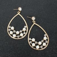 Creative Personality Drop-shaped Alloy Acrylic Diamond-set Pearl Earrings Wholesale Nihaojewelry main image 5