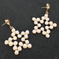 Fashion Minimalist Style Alloy Inlaid Pearl Pentagram Earrings Temperament Earrings Wholesale Nihaojewelry main image 5