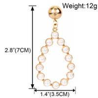 Creative Minimalist Personality Geometric Oval Alloy Inlaid Pearl Earrings Retro Earrings Wholesale Nihaojewelry main image 6