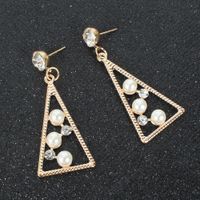 Personality Simple Temperament Alloy Diamond Pearl Earrings Fashion Earrings Wholesale Nihaojewelry main image 3