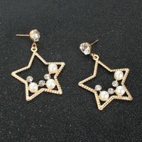 Fashion Temperament Imitation Pearl Alloy Star Wild Earrings Personality Exaggerated Earrings Wholesale Nihaojewelry main image 5