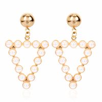 Einfache Persönlichkeit Geometrische Legierung Diamant Eingelegte Perlen Ohrringe Grenz Überschreitende Europäische Und Amerikanische Mode Ohrringe Ohrringe Weibliche F5930 main image 1