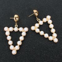Simple Personality Geometric Alloy Diamond Inlaid Pearl Earrings Fashion Earrings Wholesale Nihaojewelry main image 4