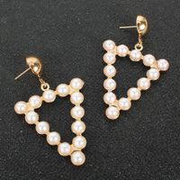 Simple Personality Geometric Alloy Diamond Inlaid Pearl Earrings Fashion Earrings Wholesale Nihaojewelry main image 5