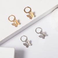 Personality Wild Trend Earrings Fashion Exquisite Sweet Small Three-dimensional Metal Butterfly Earrings Wholesale Nihaojewelry main image 3
