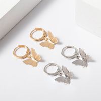 Personality Wild Trend Earrings Fashion Exquisite Sweet Small Three-dimensional Metal Butterfly Earrings Wholesale Nihaojewelry main image 4