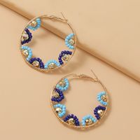 Personality Geometric Round Hand-woven Rice Bead Earrings Personality Exaggerated Ear Ring Jewelry Wholesale Nihaojewelry main image 3