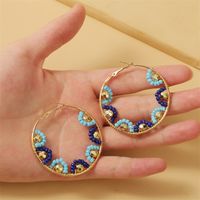 Personality Geometric Round Hand-woven Rice Bead Earrings Personality Exaggerated Ear Ring Jewelry Wholesale Nihaojewelry main image 5