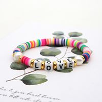 Original Simple Pearls Natural Pearl Hand-woven Love Love Colorful Soft Clay Clay Bracelet Wholesale Nihaojewelry main image 2