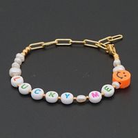 Simple Bracelet Natural Freshwater Pearl Gold Chain Ethnic Style Super Mom Smiley Explosion Jewelry Wholesale Nihaojewelry main image 6