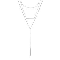 10273 Europäische Und Amerikanische Halskette Geometrische Runde Halskette L316 Edelstahl Dreiteilige Halskette Schlüsselbein Kette Im Stil sku image 1