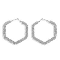 Europäisches Und Amerikanisches Temperament Sechseckige Metall Geometrische Große Ohrringe Übertriebene Einfache Hohle Ohrringe sku image 2