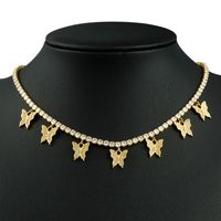 Tendencia De Moda Nueva Gama Alta Simple Super Flash Mariposa Collar Señoras Latón Chapado En Oro Blanco Circón Cadena De Clavícula Fina Al Por Mayor Nihaojewelry sku image 1