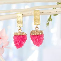 Korean Jewelry Imitation Natural Stone Earrings Bayberry Ball Earrings Retro Ice Flower Ball Resin Earrings Wholesale Nihaojewelry sku image 3
