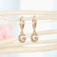 Bijoux De Mode Alphabet Oreille Anneau Créatif Point Diamant Alphabet Anglais Boucle D'oreille Simple Diamant Boucles D'oreilles Petites Boucles D'oreilles En Gros Niihaojewelry sku image 7