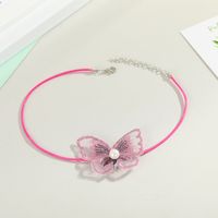 Korea Butterfly Fairy Pearl Necklace Collar Short Color Lace Butterfly Necklace Clavicle Chain Jewelry Wholesale Nihaojewelry sku image 1