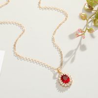 Fashion Jewelry Exquisite Oval Crystal Zircon Necklace New Temperament Micro-set Pendant Necklace Wholesale Nihaojewelry sku image 1