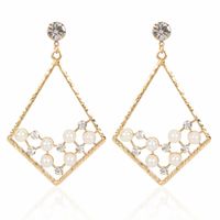 Fashion Style Fashion Imitation Pearl Earrings Personality Simple Diamond Geometric Earrings Wholesale Nihaojewelry sku image 1