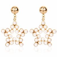 Fashion Minimalist Style Alloy Inlaid Pearl Pentagram Earrings Temperament Earrings Wholesale Nihaojewelry sku image 1