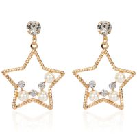 Fashion Temperament Imitation Pearl Alloy Star Wild Earrings Personality Exaggerated Earrings Wholesale Nihaojewelry sku image 1