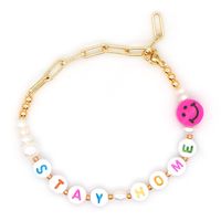 Simple Bracelet Natural Freshwater Pearl Gold Chain Ethnic Style Super Mom Smiley Explosion Jewelry Wholesale Nihaojewelry sku image 3