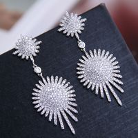 Korean Fashion Micro-set Zircon Dazzling Sun Flower Temperament Earrings Wholesale Nihaojewelry sku image 1