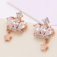 Korean Fashion Micro-set Zircon Crown Personality Temperament Earrings Wholesale Nihaojewelry main image 3