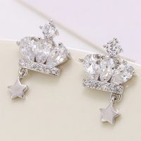 Korean Fashion Micro-set Zircon Crown Personality Temperament Earrings Wholesale Nihaojewelry main image 5