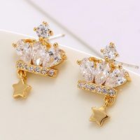 Korean Fashion Micro-set Zircon Crown Personality Temperament Earrings Wholesale Nihaojewelry sku image 1
