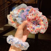 New Rainbow Mesh Yarn Large Intestine Hair Ring Korean Style Rubber Band Hair Rope Super Fairy Sweet Hair Rope Hair Jewelry Wholesale Nihaojewelry main image 2