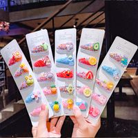 Korean Version Of The Color Quicksand Transparent Children's Fruit Hairpin Resin Side Clip Cute Little Flower Bb Clip Bangs Chuck Jewelry main image 2