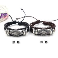 Simple Retro Woven Cowhide Bracelet Diy Geometric Diamond Men's Leather Bracelet Wholesale Nihaojewelry main image 5