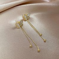 Korean Fashion New Retro Forest Butterfly Silver Needle Earrings Long Chain Tassels After Hanging Earrings Wholesale Nihaojewelry main image 6