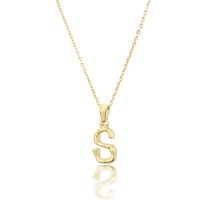 Platform New Stainless Steel Antique Slub-shaped 26 Letter Necklace Hot Gold English Titanium Steel Pendant Wholesale Nihaojewelry main image 3