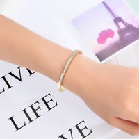 Korean Fashion New Creative Row Drill Micro-inlaid Alloy   Simple Bracelet  Wholesale Nihaojewelry main image 3