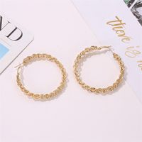 New Creative Woven Design Alloy Earrings Exaggerated Large Circle Twist Earrings Wholesale Nihaojewelry main image 4