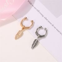 Oreille Bijoux Simple Plume Pendentif Oreille Os Clip Oreille Ongle Simple Feuille Indolore Clip Oreille Clip Boucles D&#39;oreilles En Gros Nihaojewelry main image 3