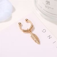 Oreille Bijoux Simple Plume Pendentif Oreille Os Clip Oreille Ongle Simple Feuille Indolore Clip Oreille Clip Boucles D&#39;oreilles En Gros Nihaojewelry main image 4