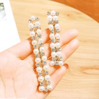 Pearl Rhinestone Alloy Hairpin Word Clip Hairpin Hair Trimming Clip Women's Wholesale Nihaojewelry main image 1