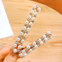 Pearl Rhinestone Alloy Hairpin Word Clip Hairpin Hair Trimming Clip Women's Wholesale Nihaojewelry main image 3