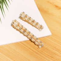 Pearl Rhinestone Alloy Hairpin Word Clip Hairpin Hair Trimming Clip Women's Wholesale Nihaojewelry main image 4